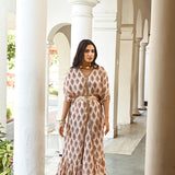 PEACH ZEENAT KAFTAN TOP, TROUSERS & BELT SET OF THREE