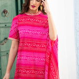 PINK BANDHANI NANDINI KURTA & PANTS SET OF TWO