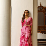 PINK ZEENAT KAFTAN TOP, BELT & TROUSERS SET OF 3