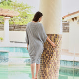 WARM GREY AALIYAH KAFTAN DRESS WITH SLIP