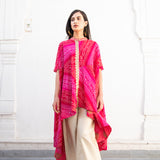 MASOOM MINAWALA | FUCHSIA PINK BANDHANI MIHIKA TOP & CREAM PANTS SET