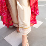 MASOOM MINAWALA | FUCHSIA PINK BANDHANI MIHIKA TOP & CREAM PANTS SET