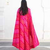 MASOOM MINAWALA | FUCHSIA PINK BANDHANI MIHIKA TOP & CREAM PANTS SET