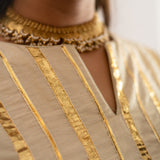 CREAM VEERA KURTA WITH SHAHRARA AND ODHANI - SET OF THREE