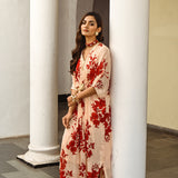 SAKSHI MEHRA I BEIGE & RED FLORAL MASHA KAFTAN