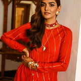 RED MEET KURTA & PANTS SET OF TWO