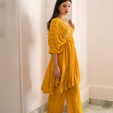 SHARNAMLI MEHRA | MUSTARD KUHU KAFTAN WITH PANTS - SET OF TWO