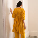 SHARNAMLI MEHRA | MUSTARD KUHU KAFTAN WITH PANTS - SET OF TWO
