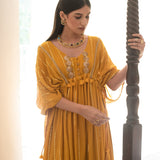 SHARNAMLI MEHRA | MUSTARD KUHU KAFTAN WITH PANTS - SET OF TWO