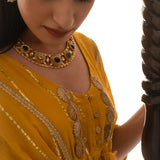 SHARNAMLI MEHRA | MUSTARD KUHU KAFTAN WITH PANTS - SET OF TWO