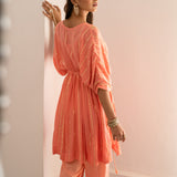 PEACH KUHU KAFTAN WITH TROUSERS - SET OF 2