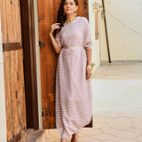LILAC AND GOLD ZIVA COWL DRESS