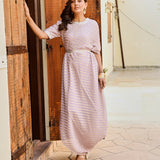 LILAC AND GOLD ZIVA COWL DRESS