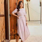 LILAC AND GOLD ZIVA COWL DRESS