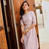 LILAC AND GOLD ZIVA COWL DRESS