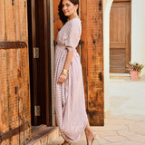 LILAC AND GOLD ZIVA COWL DRESS