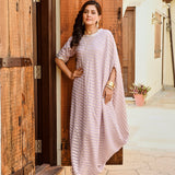 LILAC AND GOLD ZIVA COWL DRESS
