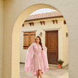 LILAC ZOE HIGH LOW CAPE DRESS