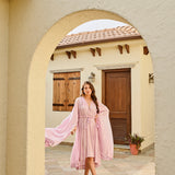 LILAC ZOE HIGH LOW CAPE DRESS