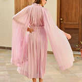 LILAC ZOE HIGH LOW CAPE DRESS