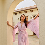 LILAC ZOE HIGH LOW CAPE DRESS