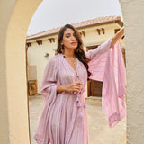 LILAC ZOE HIGH LOW CAPE DRESS