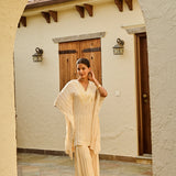 CREAM MIRA KAFTAN TOP & TROUSERS SET OF TWO