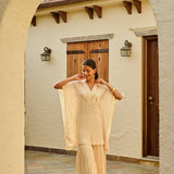 CREAM MIRA KAFTAN TOP & TROUSERS SET OF TWO