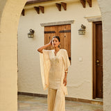 CREAM MIRA KAFTAN TOP & TROUSERS SET OF TWO