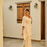 CREAM MIRA KAFTAN TOP & TROUSERS SET OF TWO