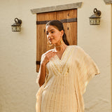 CREAM MIRA KAFTAN TOP & TROUSERS SET OF TWO