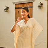 CREAM MIRA KAFTAN TOP & TROUSERS SET OF TWO