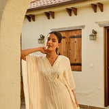 CREAM MIRA KAFTAN TOP & TROUSERS SET OF TWO