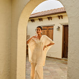 CREAM MIRA KAFTAN TOP & TROUSERS SET OF TWO
