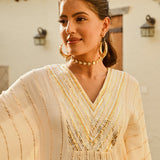 CREAM MIRA KAFTAN TOP & TROUSERS SET OF TWO