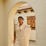 CREAM MIRA KAFTAN TOP & TROUSERS SET OF TWO