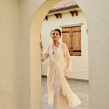 CREAM SAMARA ONE SHOULDER DRESS & CAPE SET OF TWO