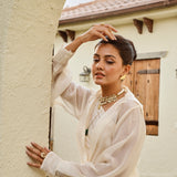 CREAM SAMARA ONE SHOULDER DRESS & CAPE SET OF TWO