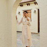 CREAM SAMARA ONE SHOULDER DRESS & CAPE SET OF TWO