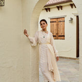 CREAM SAMARA ONE SHOULDER DRESS & CAPE SET OF TWO