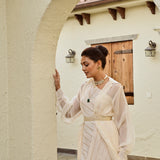 CREAM SAMARA ONE SHOULDER DRESS & CAPE SET OF TWO