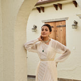 CREAM SAMARA ONE SHOULDER DRESS & CAPE SET OF TWO