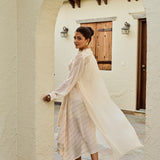 CREAM SAMARA ONE SHOULDER DRESS & CAPE SET OF TWO