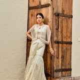GOLD FREYA PEARL CAPE, CROP TOP, FLAIR PANTS- SET OF THREE