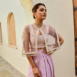 MAUVE FREYA PEARL CAPE, CROP TOP, DRAPED SKIRT - SET OF THREE