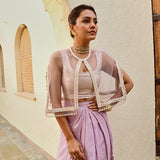 MAUVE FREYA PEARL CAPE, CROP TOP, DRAPED SKIRT - SET OF THREE