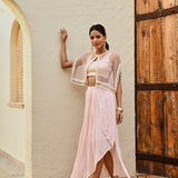 PINK FREYA PEARL CAPE, CROP TOP, DRAPED SKIRT - SET OF THREE