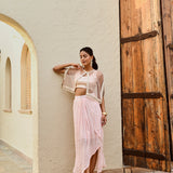 PINK FREYA PEARL CAPE, CROP TOP, DRAPED SKIRT - SET OF THREE