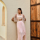 PINK FREYA PEARL CAPE, CROP TOP, DRAPED SKIRT - SET OF THREE