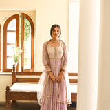 LILAC KAYA MULMUL KURTA AND ODHANI SET OF TWO